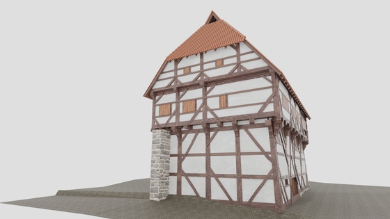 3DCG ドイツの中世ハーフティンバー建築(pfullendorf altes haus)