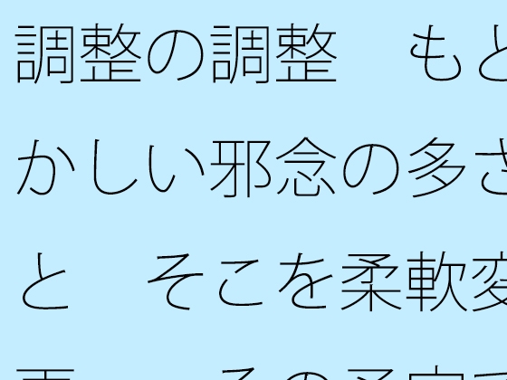 調整の調整 もどかしい邪念の多さと そこを柔軟変更・・その予定でいいのか