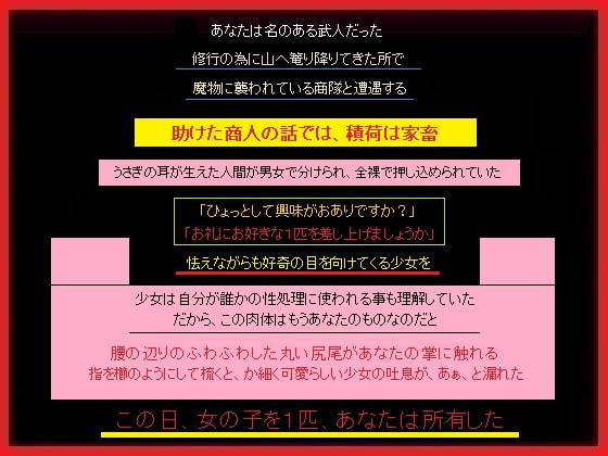 助けた商隊からウサミミ少女を貰う、あなた