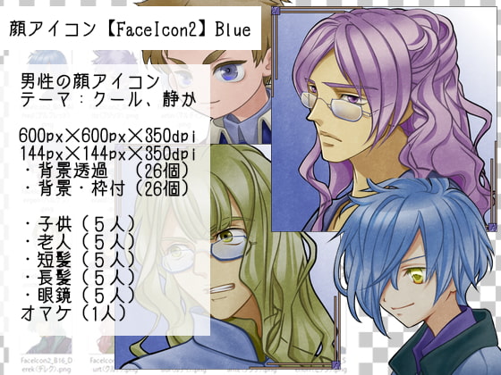 顔アイコン【FaceIcon2】Blue