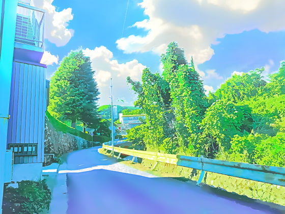 田舎道3【背景素材_夕方差分+空くり抜きセット】